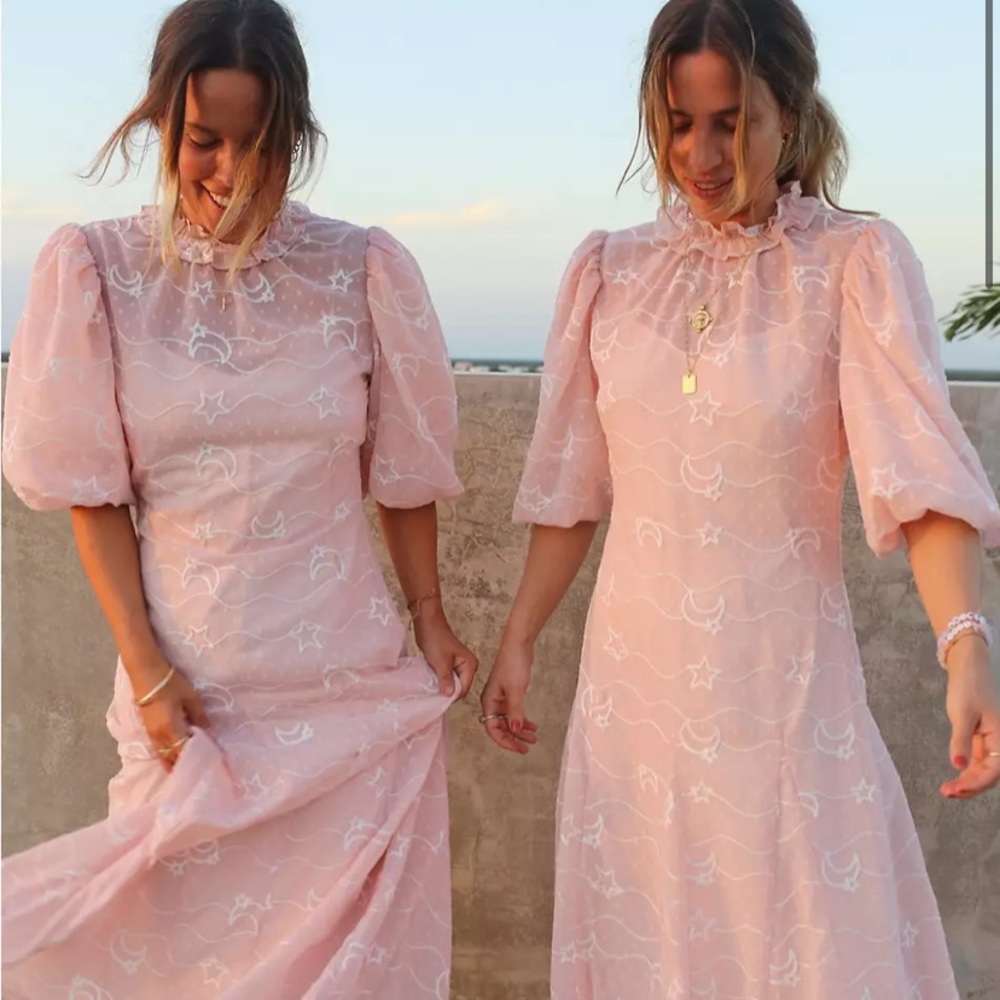 Labelrail x Collyer Twins high neck midaxi dress in pale pink
